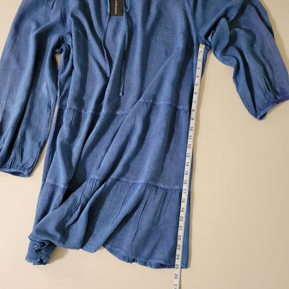 Wednesday's Girl Women's Tiered Blue Peasant Dress - Picture 11 of 16